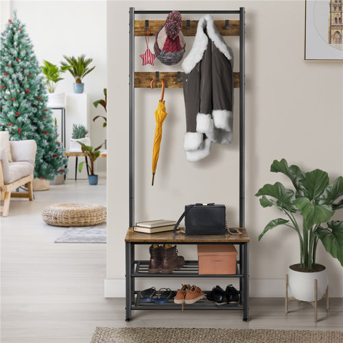 Steelside™ Kinston 28.5'' Wide Steel Hall Tree with Bench and Shoe Storage & Reviews Wayfair